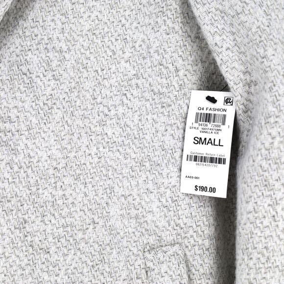 Alfani Men's Vanilla White Woven Textured Bruno Classic Mid Length Coat Size S - Picture 5 of 8